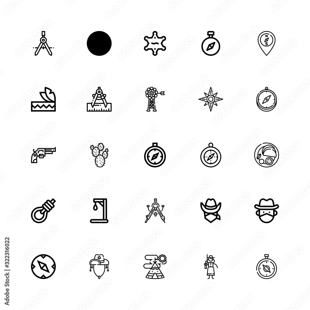 Editable 25 west icons for web and mobile