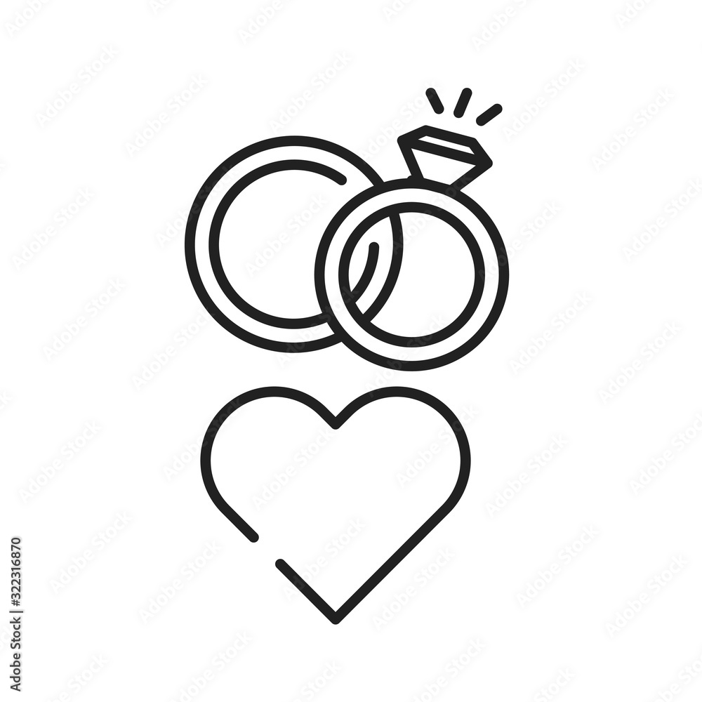 Obraz premium LGBT wedding black line icon. Same-sex family. Rainbow free love concept. Gay, lesbian marriage. Sign for web page, mobile app, social media, logo.