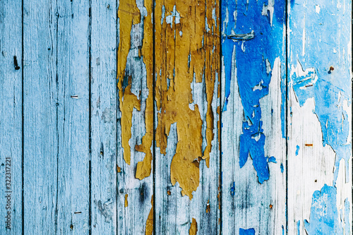 Arrière plan lames de bois avec peinture usée © PicsArt