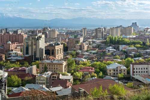 A view of a part of Yerevan city in Armenia, with Ararat mountain in background.