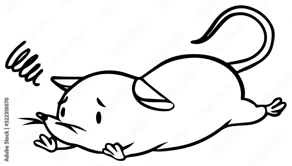 倒れたねずみのイラスト_困り顔 倒れたねずみのイラスト_困り顔