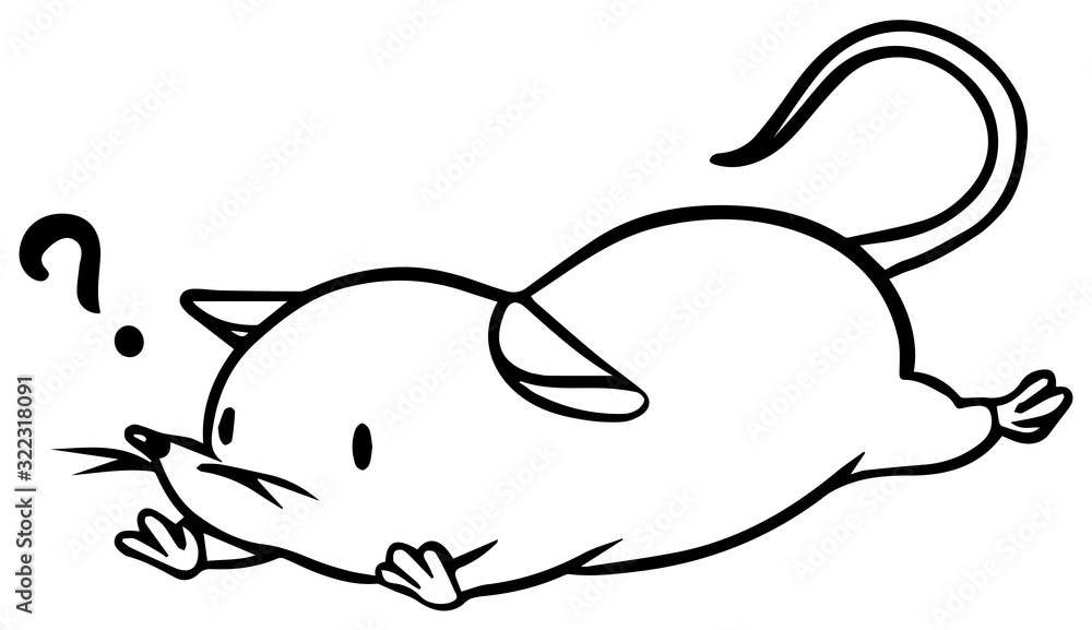 倒れたねずみのイラスト_?マーク 倒れたねずみのイラスト_?マーク