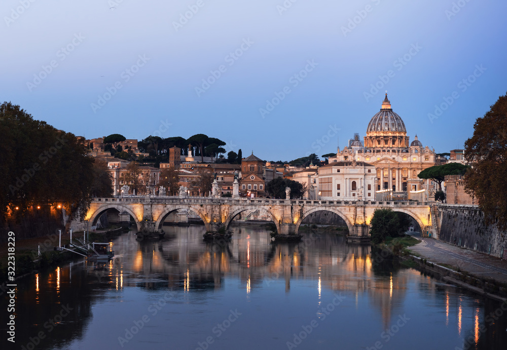 St. Peter's cathedral in  sunrise time, Rome, Italy