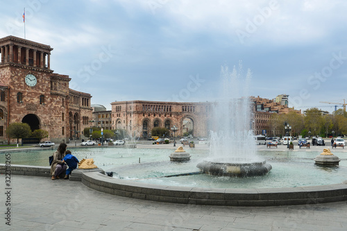 Republic square, the large central town square in Yerevan, Armenia
