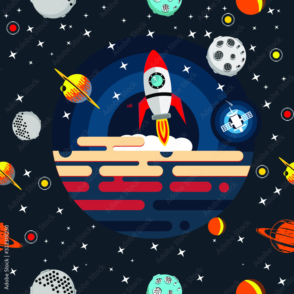 Fototapeta premium illustration of rocket in space