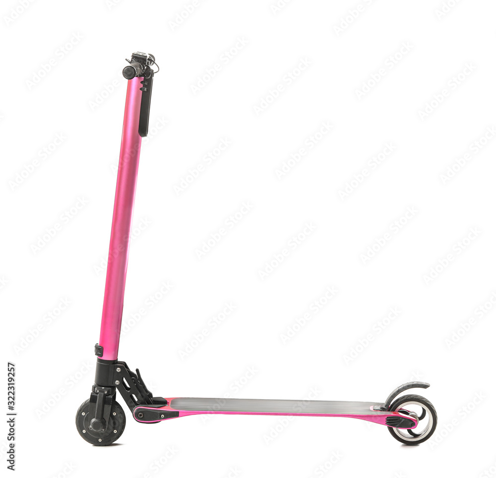Modern kick scooter on white background Modern kick scooter on white background