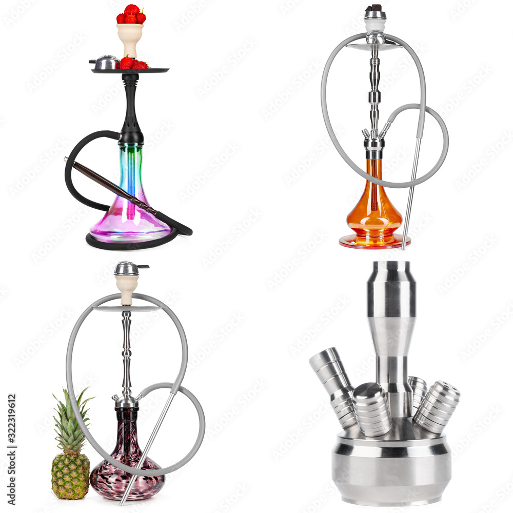 Collage of hookah isolated on a white background Collage of hookah isolated on a white background