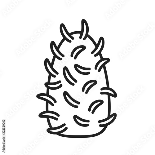 Virus rabies black line icon. Microscopic germ cause diseases concept. Pictogram for web, mobile app, promo. UI UX design element. Editable stroke.