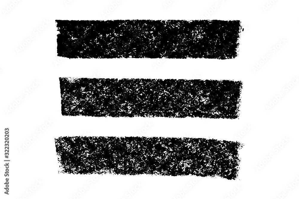 Set of grunge black chalk texture stripe brush on white background Set of grunge black chalk texture stripe brush on white background