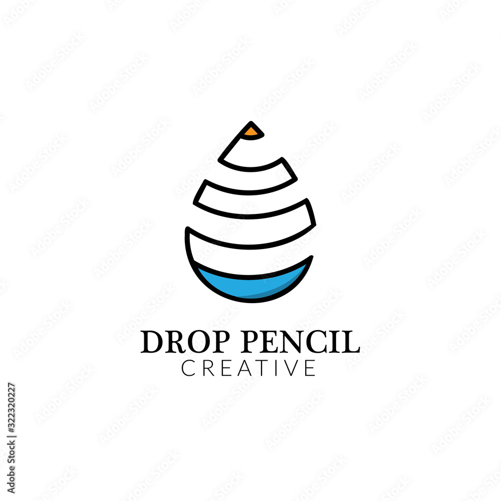 Water drop pencil creative logo idea concept Water drop pencil creative logo idea concept