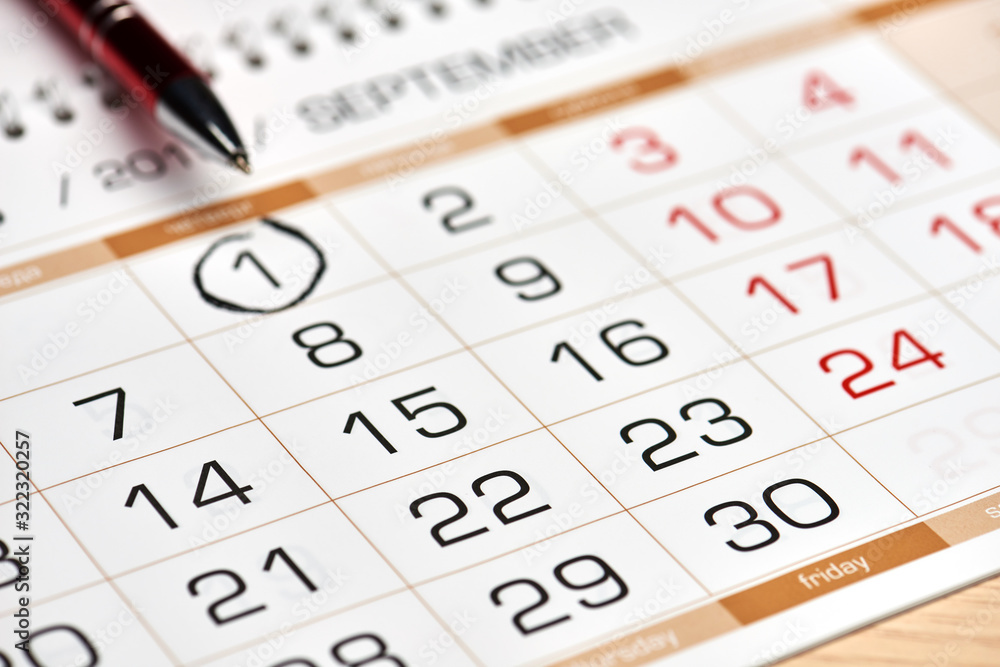 A calendar with important dates A calendar with important dates