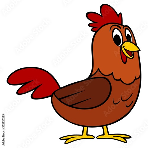 Hen - A cartoon illustration of a cute farmyard Hen.