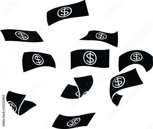 Raining Money icon, banknote rain background, vector 