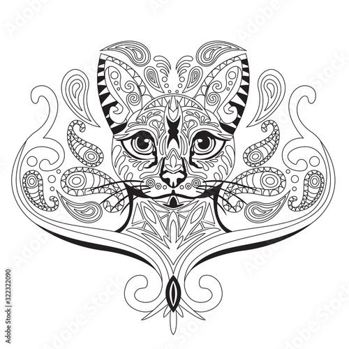 Coloring antistress cat 2
