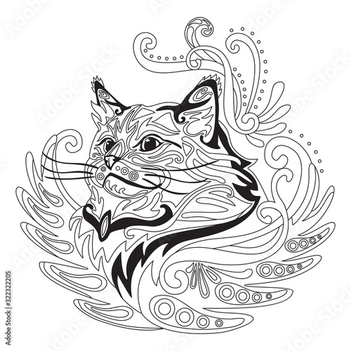 Coloring antistress cat 5
