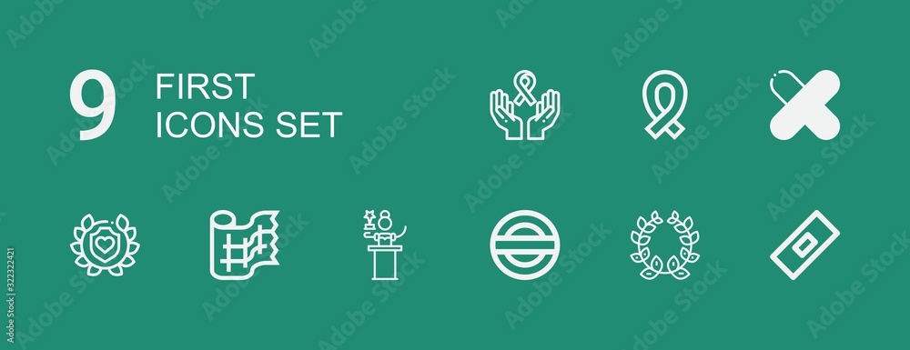 Editable 9 first icons for web and mobile Editable 9 first icons for web and mobile