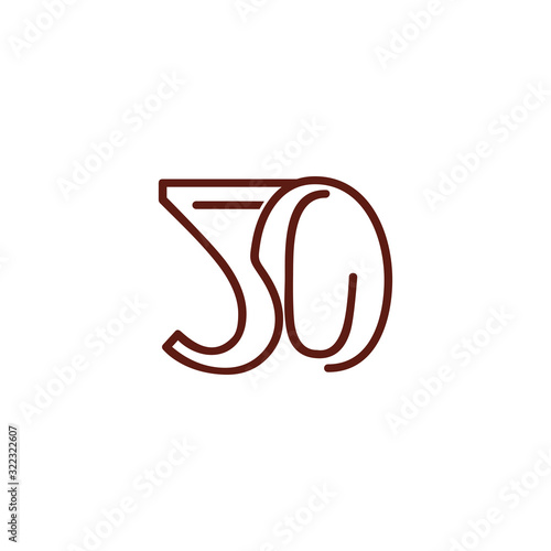 abstract number 50 thin lines art linked design vector