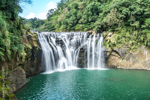 Shihfen Waterfall  Fifteen meters tall and 30 meters wide  It is the largest curtain-type waterfall in Taiwan