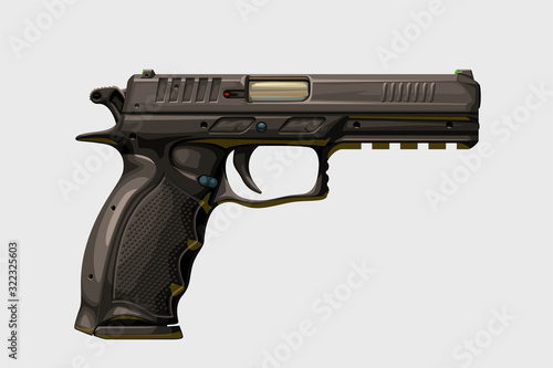 realistic modern handgun on white