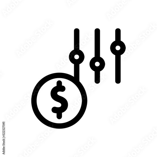 Dollar tuning icon vector. Thin line sign. Isolated contour symbol illustration