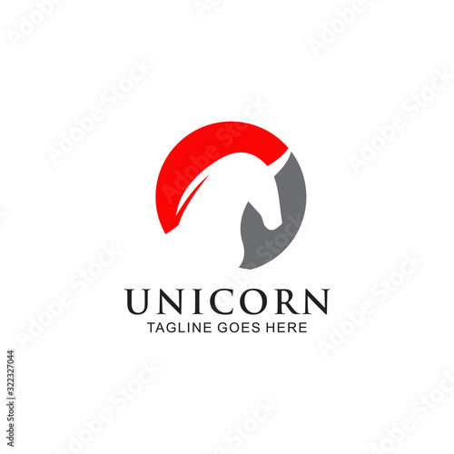 Unicorn mythological animal logo design vector template