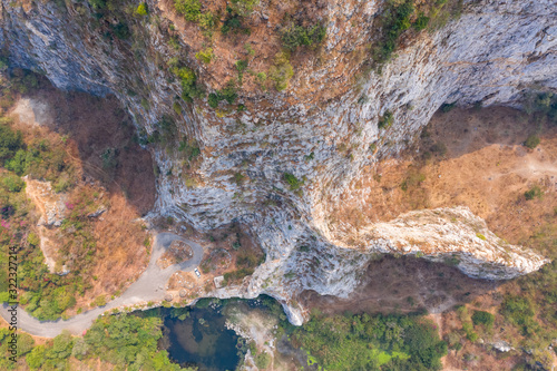 aerial view nature landscape mountain rock and high cliff stone