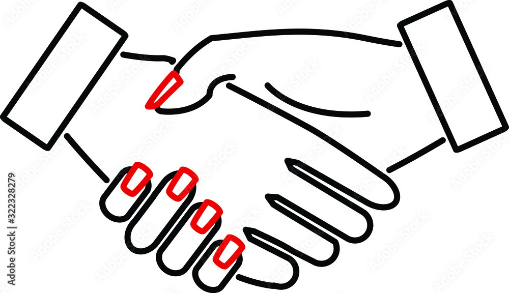 Fototapeta premium Handshake woman icon, vector line illustration