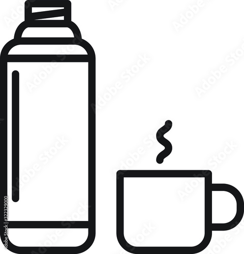 Thermos icon, vector line illustration