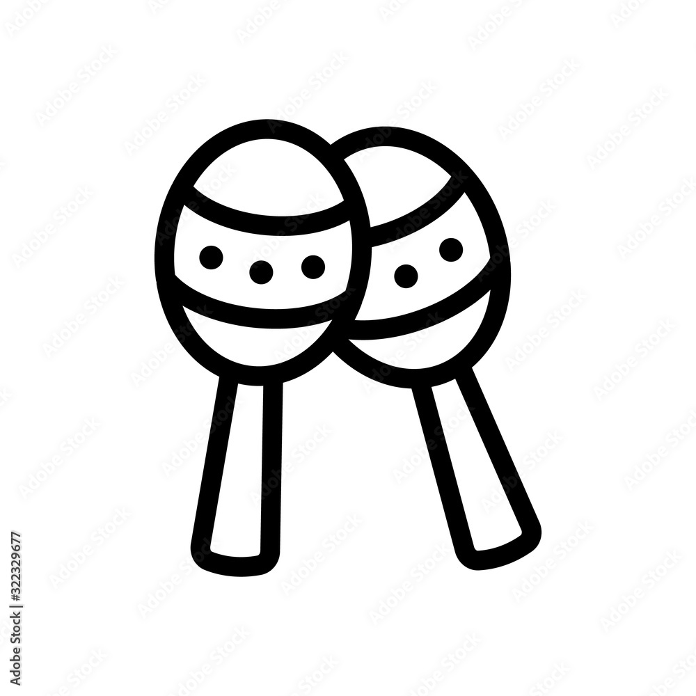 Maracas icon vector. Thin line sign. Isolated contour symbol illustration Maracas icon vector. Thin line sign. Isolated contour symbol illustration