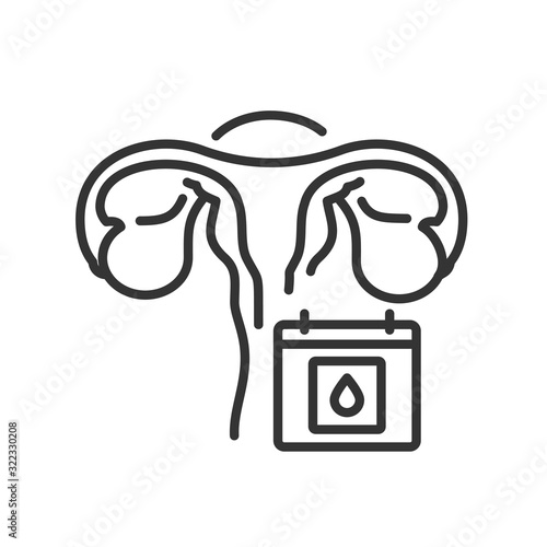 Menstrual irregularities line black icon. Female reproductive system disease. Sign for web page, mobile app, button, logo. Vector isolated element. Editable stroke.