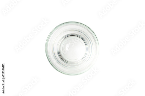empty glass top view on white background.
