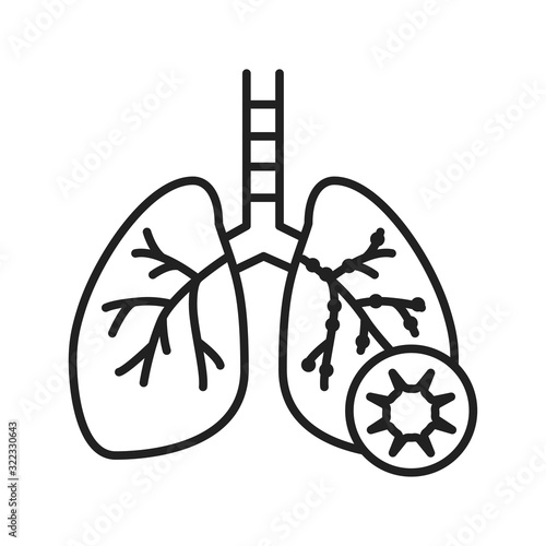 Bronchitis line black icon. Inflammatory process lungs. Human organ concept. Sign for web page, mobile app, button, logo. Vector isolated element. Editable stroke.