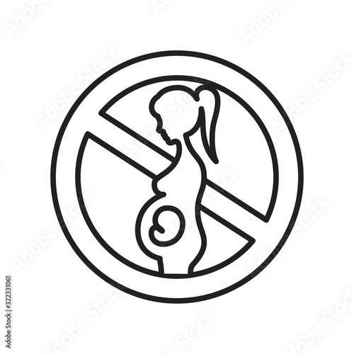 Abortion black line icon. Fetal death, miscarriage concept. Women's health problems infertility. Sign for web page, mobile app, banner, social media. Editable stroke.