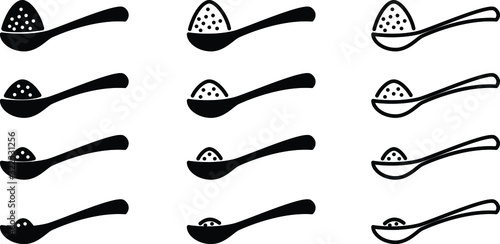 full spoon icon , vector line illustration