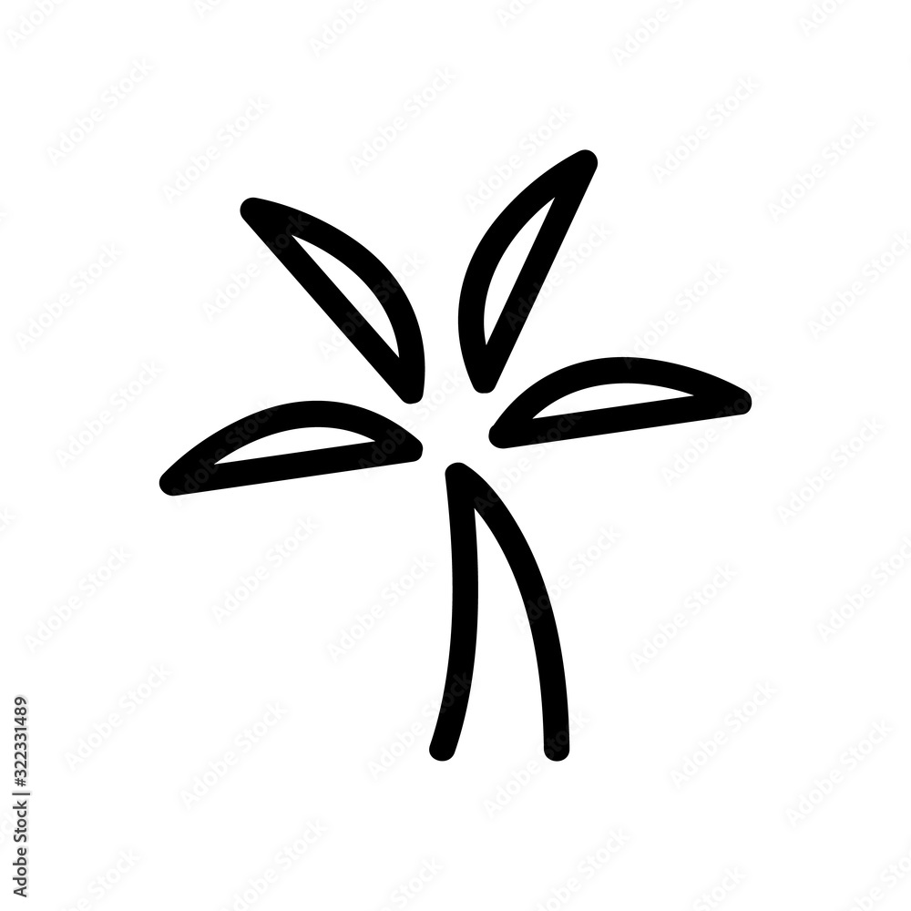 Palm icon vector. Thin line sign. Isolated contour symbol illustration Palm icon vector. Thin line sign. Isolated contour symbol illustration