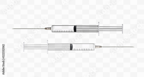 Syringe. Realistic. 3d. Vector stock illustration. Medical syringe on white background. Isolated. photo