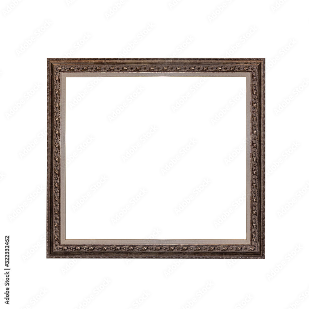 A wooden picture frame on a white background. A wooden picture frame on a white background.