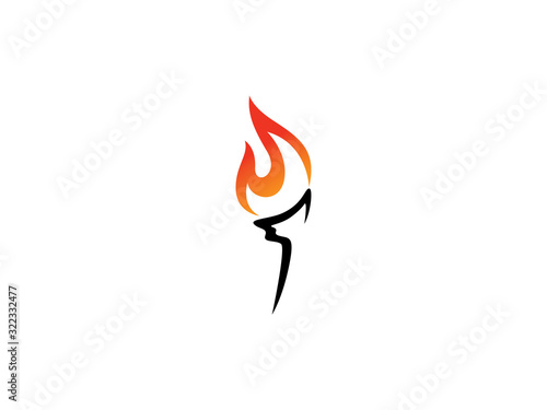 Torch logo template design, icon, symbol