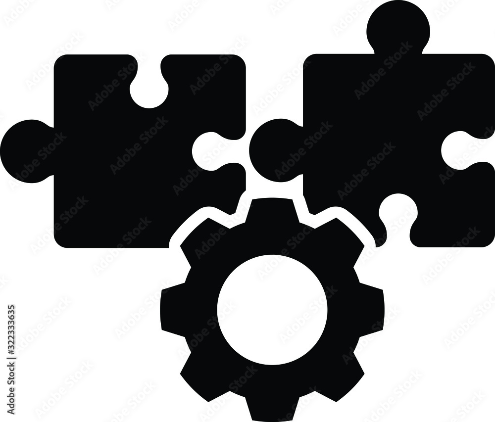 Merge business, gear to one icon Merge business, gear to one icon