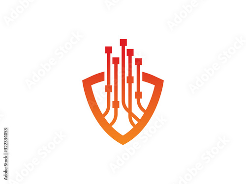 Shield technology logo template design, icon, symbol