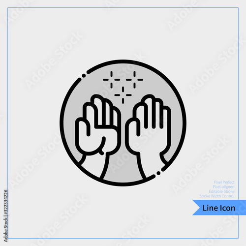 Two hands high five icon - Professional, Pixel-aligned, Pixel Perfect, Editable Stroke, Easy Scalablility.