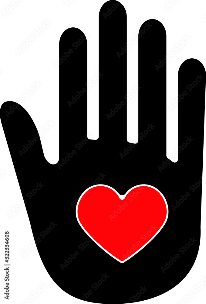 Obraz premium Hand with heart line icon, vector