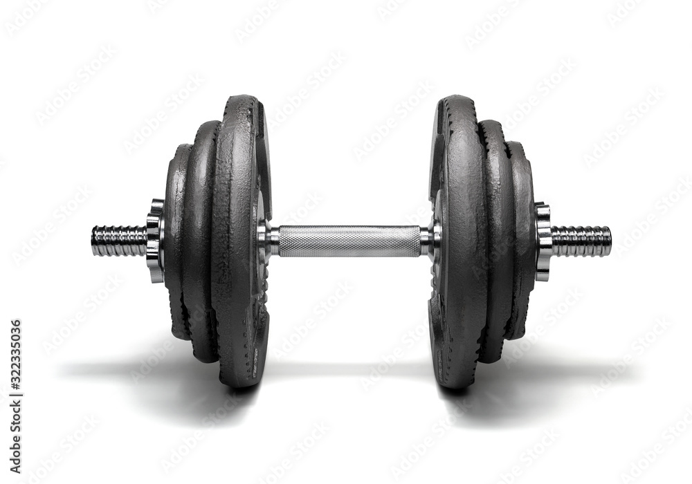 Iron dumbbell isolated on white background Iron dumbbell isolated on white background
