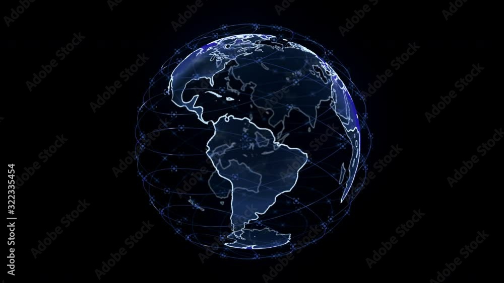 wireless internet data wifi connectivity by a global system of telecommunication satellites in render concept animation on black background 3d rendering in 4K wireless internet data wifi connectivity by a global system of telecommunication satellites in render concept animation on black background 3d rendering in 4K