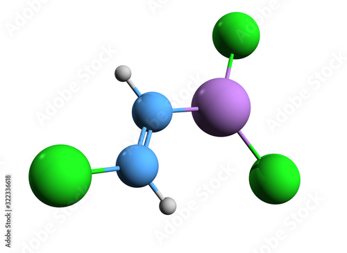 Quadro em tela 3D image of lewisite skeletal formula - molecular chemical structure of Chlorovi