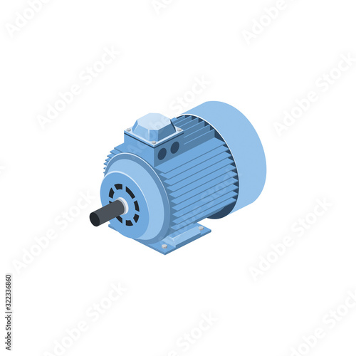 Electric generator motor. Vector 3d isometric, color web icon, new flat style. Creative illustration design, idea for infographics.