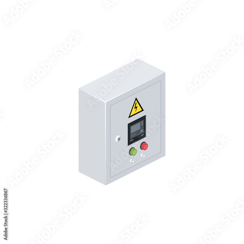 Electrical panel cabinet appliance. Vector 3d isometric, color web icon, new flat style. Creative illustration design, idea for infographics.