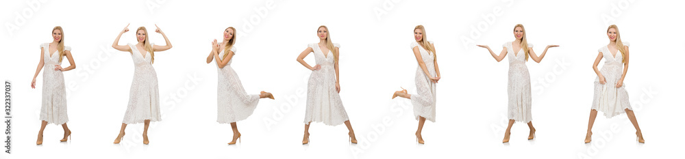 Naklejka premium Woman in dress in fashion dress isolated on white