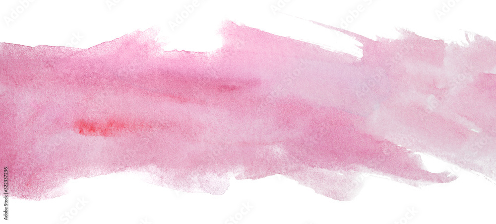 soft pink watercolor stripe texture for design on a white background isolated. layout for text and postcards.