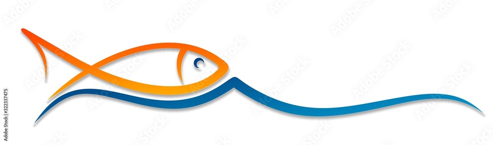 Symbol Fish with a wave. Symbol Fish with a wave.